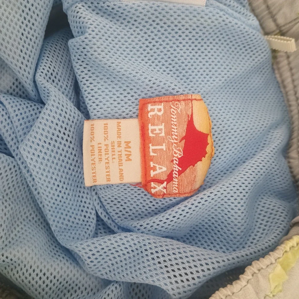 Tommy Bahama Relax Mens Swim Trunks Gray Lime Salt Shaker Print Size Medium